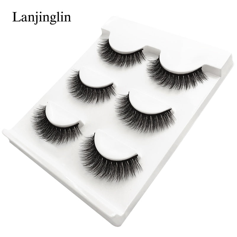 New 3 pairs natural false eyelashes