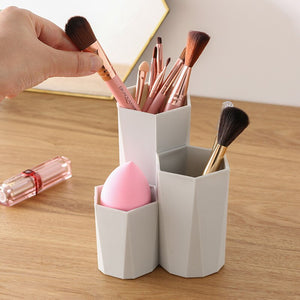 3 Lattices Cosmetic Make-up Brush Storage Box  Makeup Nail Polish Cosmetic Holder Make Up Tools Pen Holder Rack Table Organizer