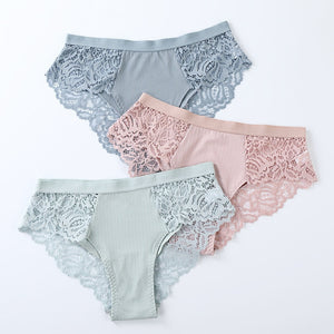 3 Pcs Cotton Panties Sexy Panty Briefs Lace Panties Women