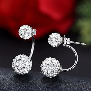 Double Ball Design 925 Sterling Silver Ladies' Stud Earrings