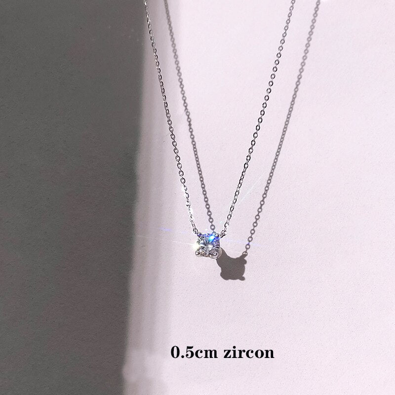 Sterling Silver Necklace 0.3cm/0.4cm/0.5cm Zircon Necklace For Women