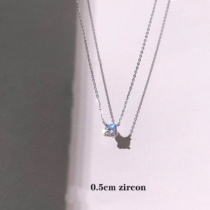 Sterling Silver Necklace 0.3cm/0.4cm/0.5cm Zircon Necklace For Women