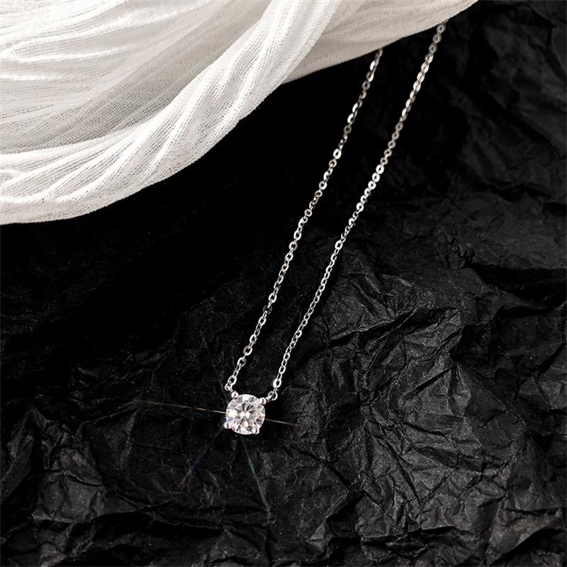 Sterling Silver Necklace 0.3cm/0.4cm/0.5cm Zircon Necklace For Women