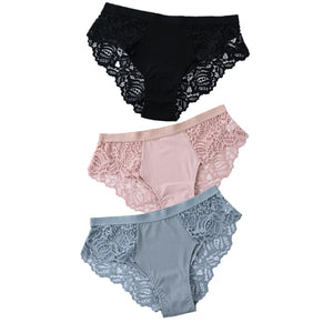 3 Pcs Cotton Panties Sexy Panty Briefs Lace Panties Women