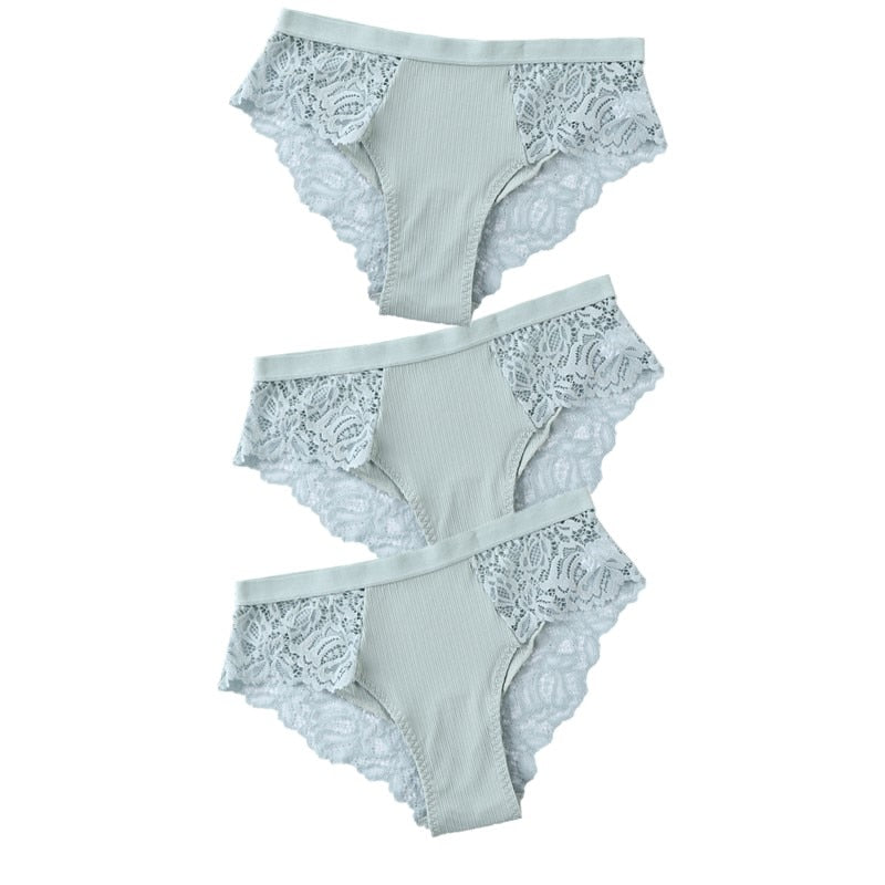 3 Pcs Cotton Panties Sexy Panty Briefs Lace Panties Women