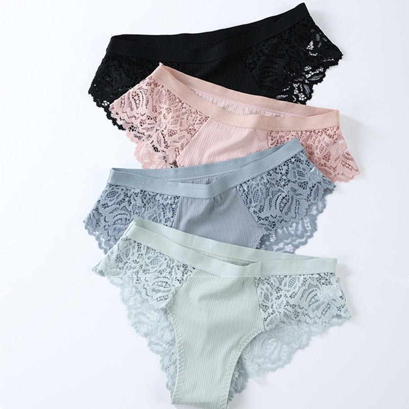 3 Pcs Cotton Panties Sexy Panty Briefs Lace Panties Women