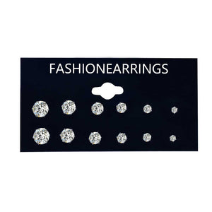 EN 12 Pairs Flower Women'S Earrings Set Pearl Crystal Stud Earrings