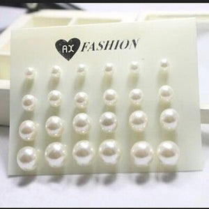 Women Trendy Stud Earrings Set With Card 12 Pairs/set Transparent Zircon Balls Love Flowers