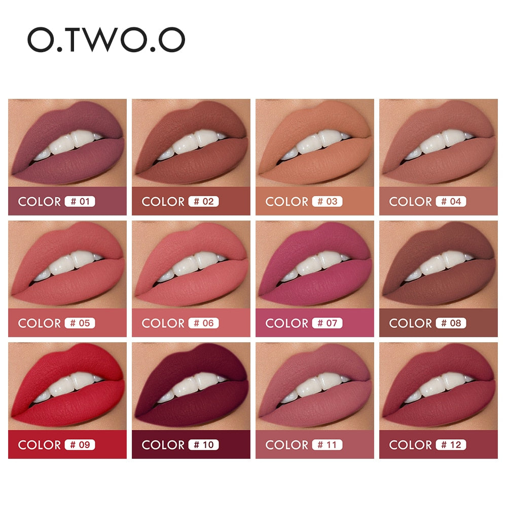 O.TWO.O 12 Colors Lips Makeup Long Lasting Waterproof Lipstick