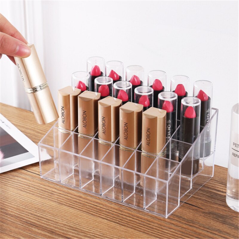 24 Grid Acrylic Makeup Organizer lipstick Holder Storage Box Cosmetic Box Stand Nail Polish make up organizer Tool