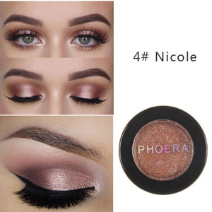 PHOERA Metal Eyeshadow Makeup Palette Red Black Color Glitter Eye Shadow Natural Eyes Make Up maquillage TSLM2