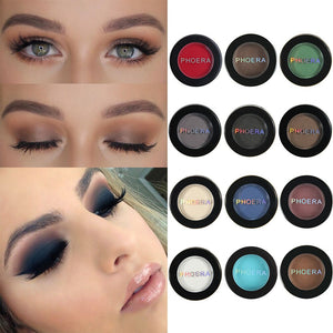 PHOERA Matte Eye Shadow Glitter Eyeshadow Powder 12 Colors Pigment Long Lasting Available Makeup Water-Resistant  TSLM1