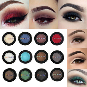 PHOERA Matte Eye Shadow Glitter Eyeshadow Powder 12 Colors Pigment Long Lasting Available Makeup Water-Resistant  TSLM1