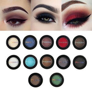 PHOERA Matte Eye Shadow Glitter Eyeshadow Powder 12 Colors Pigment Long Lasting Available Makeup Water-Resistant  TSLM1