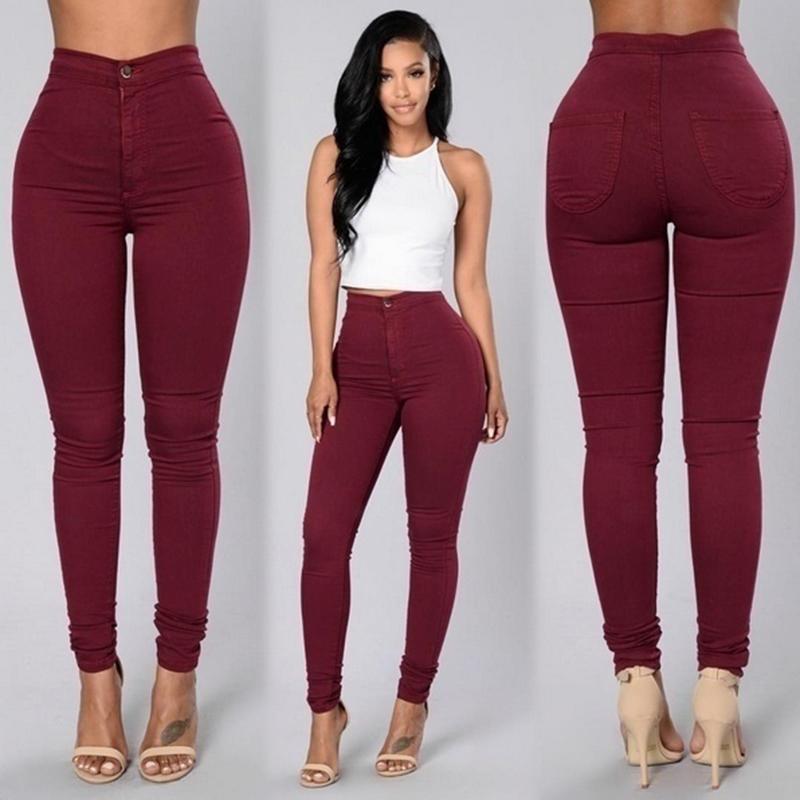 New Fashion Casual Womens Ladies Denim Skinny High Waist Stretch Jeans