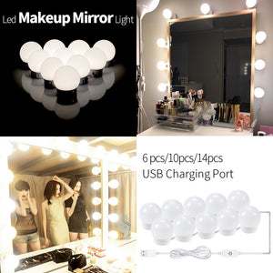 CanLing LED 12V Makeup Mirror Light Bulb Hollywood Vanity Lights Stepless Dimmable Wall Lamp 6 10 14Bulbs Kit for Dressing Table