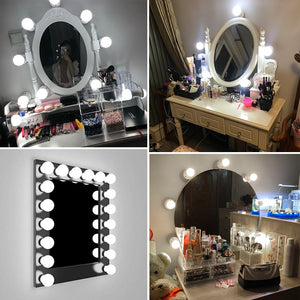 CanLing LED 12V Makeup Mirror Light Bulb Hollywood Vanity Lights Stepless Dimmable Wall Lamp 6 10 14Bulbs Kit for Dressing Table