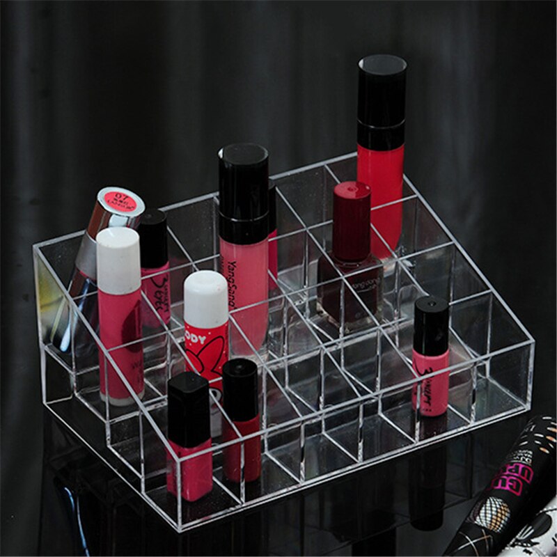 24 Grid Acrylic Makeup Organizer lipstick Holder Storage Box Cosmetic Box Stand Nail Polish make up organizer Tool