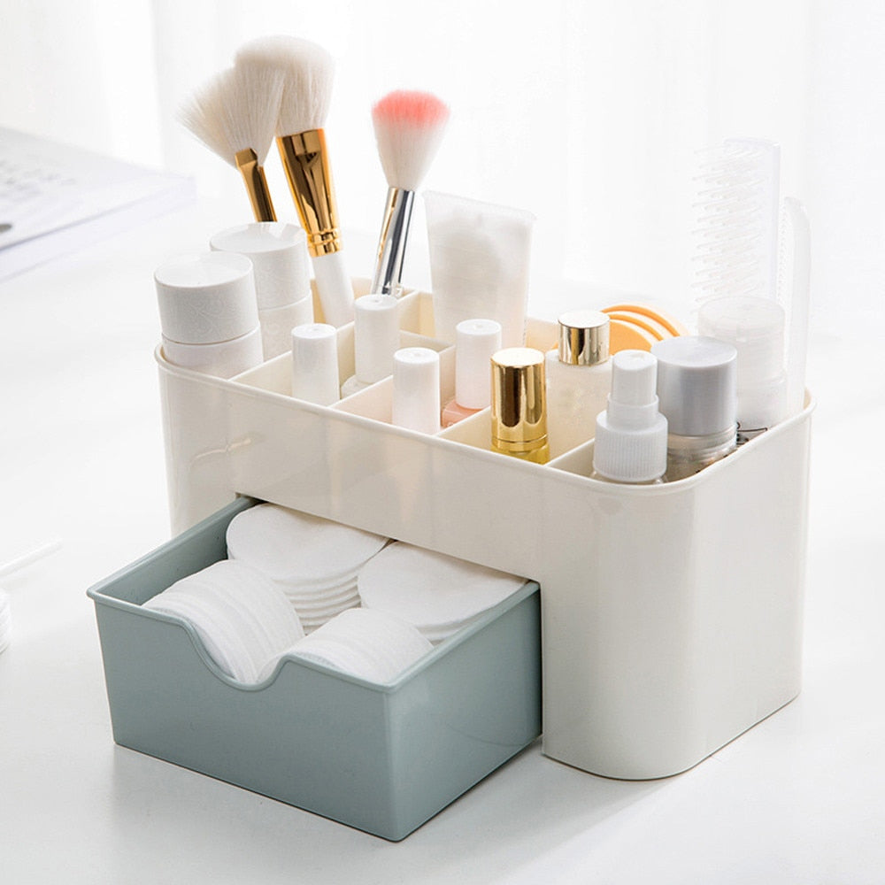 Plastic Makeup Organizer Make Up Brush Storage Box with Drawer