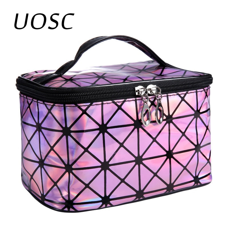 UOSC Multifunctional Cosmetic Bag Women Leather Travel Make Up Necessaries Organizer