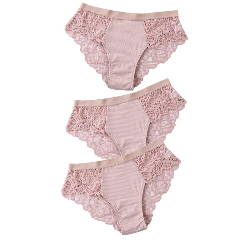 3 Pcs Cotton Panties Sexy Panty Briefs Lace Panties Women