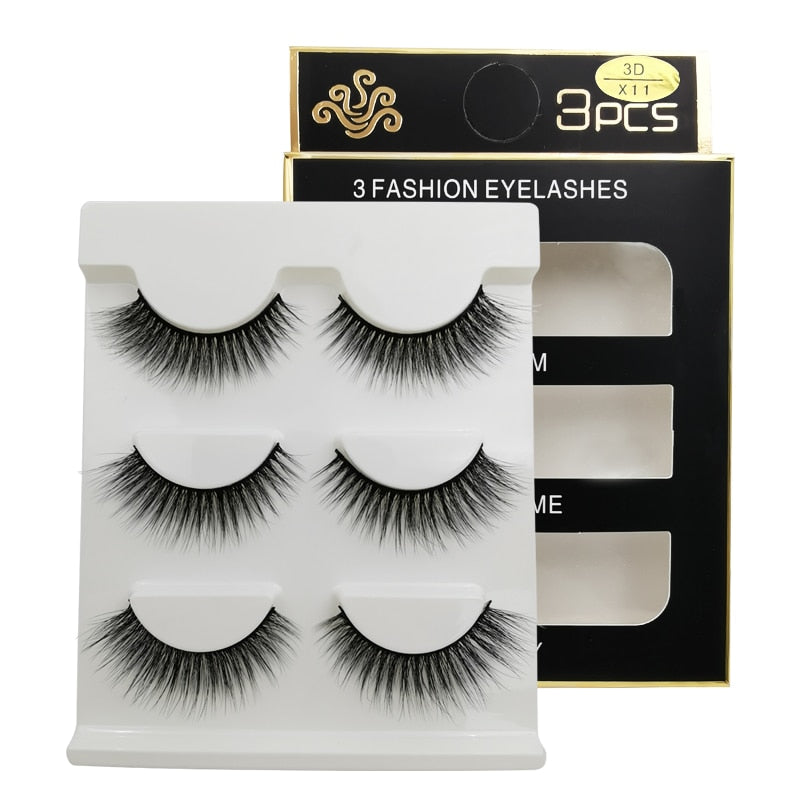 New 3 pairs natural false eyelashes