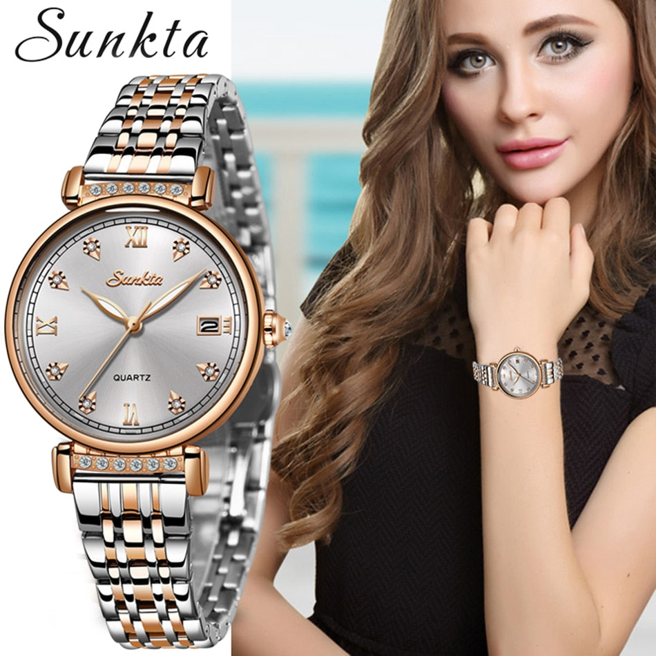 New Rose Gold Women Business Quartz Watch