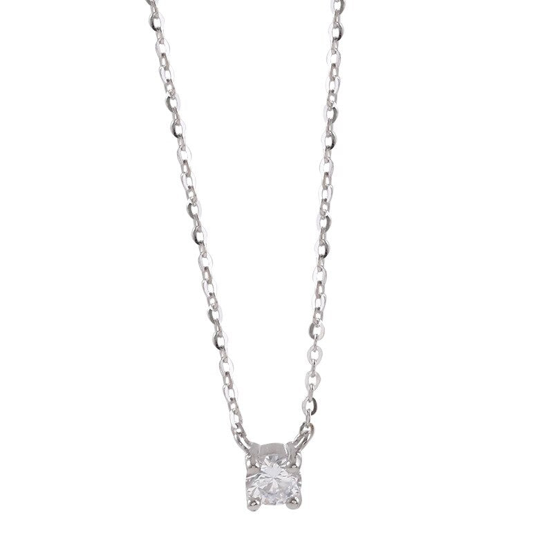 Sterling Silver Necklace 0.3cm/0.4cm/0.5cm Zircon Necklace For Women