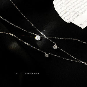 Sterling Silver Necklace 0.3cm/0.4cm/0.5cm Zircon Necklace For Women