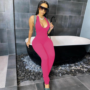 Women Long Skinny Backless Sleeveless Jumpsuit