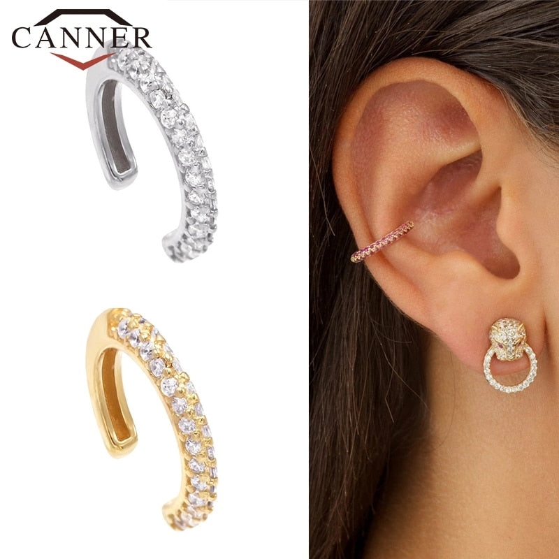 925 Sterling Silver Ear Cuff  For Women 1 pcs Charming Zircon Clip Earings