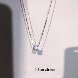 Sterling Silver Necklace 0.3cm/0.4cm/0.5cm Zircon Necklace For Women